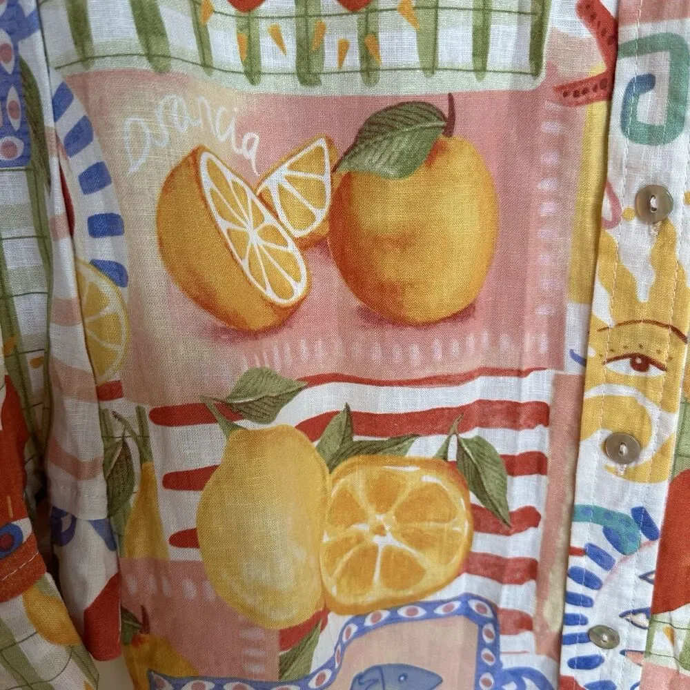 CALYPSO ST BARTH Small Linen Sardina Beach Italian Shirt Button Down  Cover Up - Picture 4 of 10